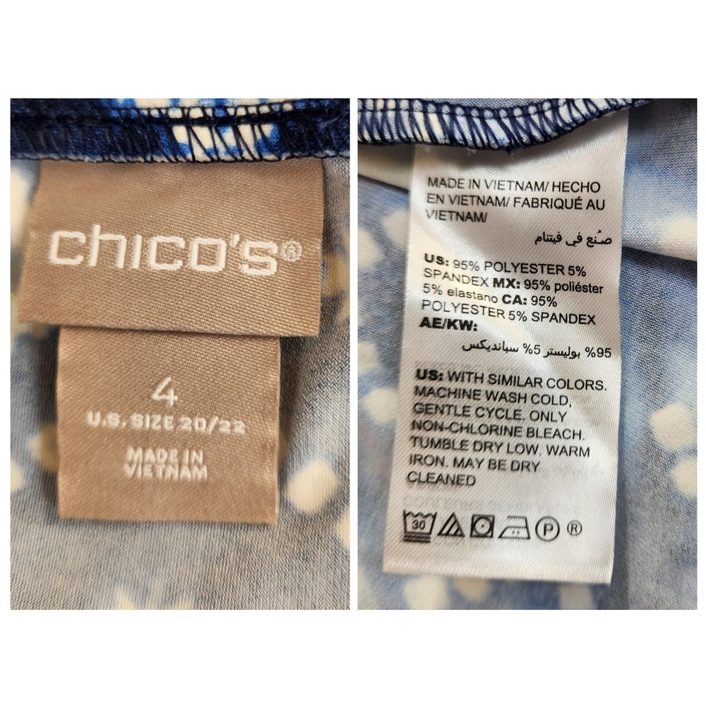 Chico's 4 Blue White Ikat Diamond Print Maxi Skirt Size 20/22 XXL Stretch Boho - Picture 3 of 7